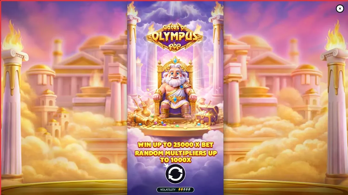 Tampilan visual slot Gates of Olympus POP dengan tema mitologi Yunani